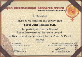 Referee Royan Institute International Research Award, Tehran, Iran - September 2001